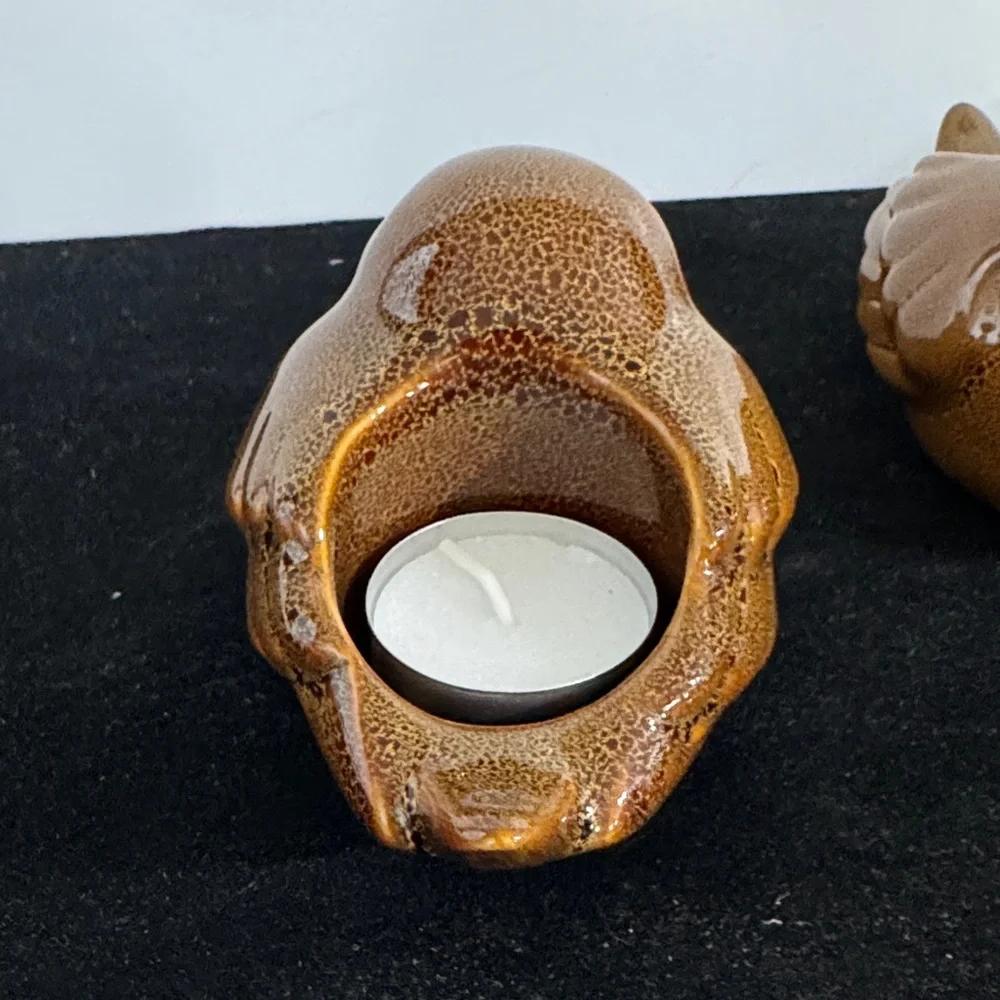 Vintage PartyLite Ceramic WoodlandBird Votive Candle Holder Pair (retired model) - Picture 5 of 11